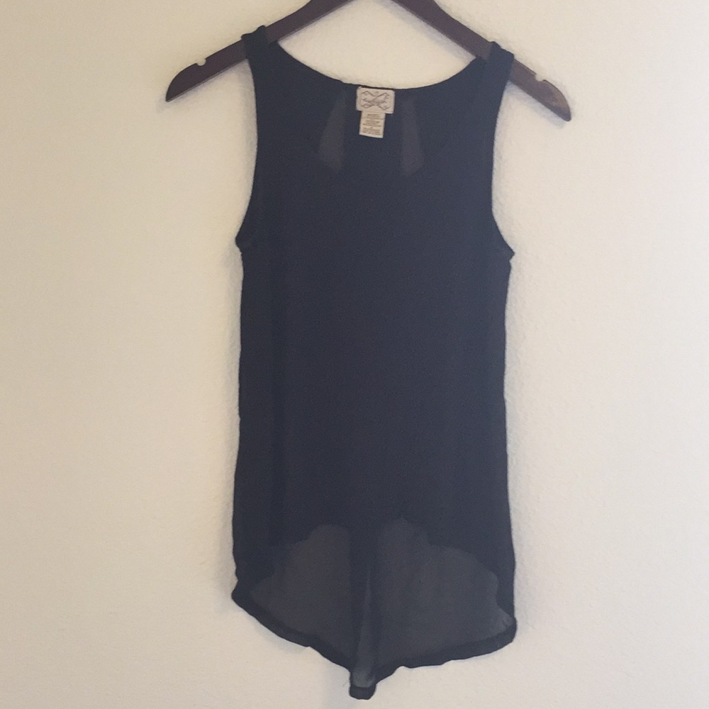 Sheer back, high-low crop top